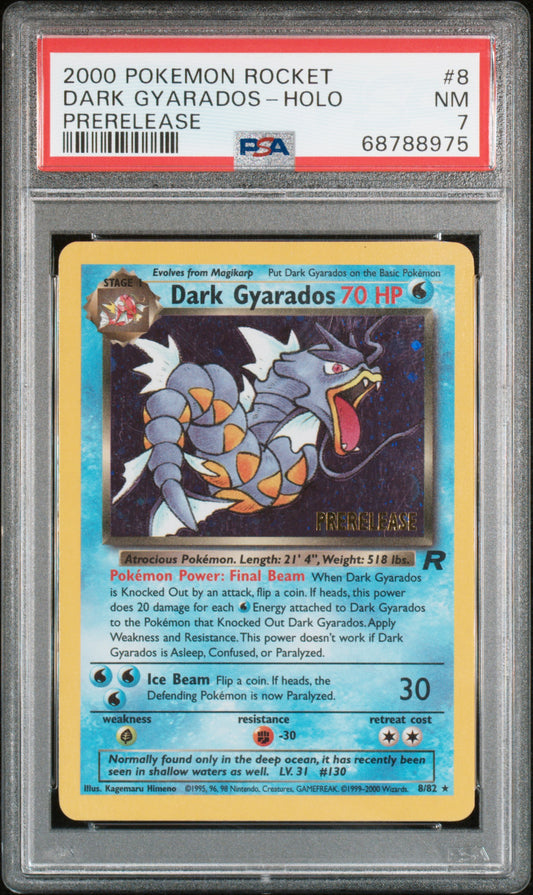 2000 POKEMON ROCKET | PRERELEASE #8 DARK GYARADOS-HOLO | PSA 7