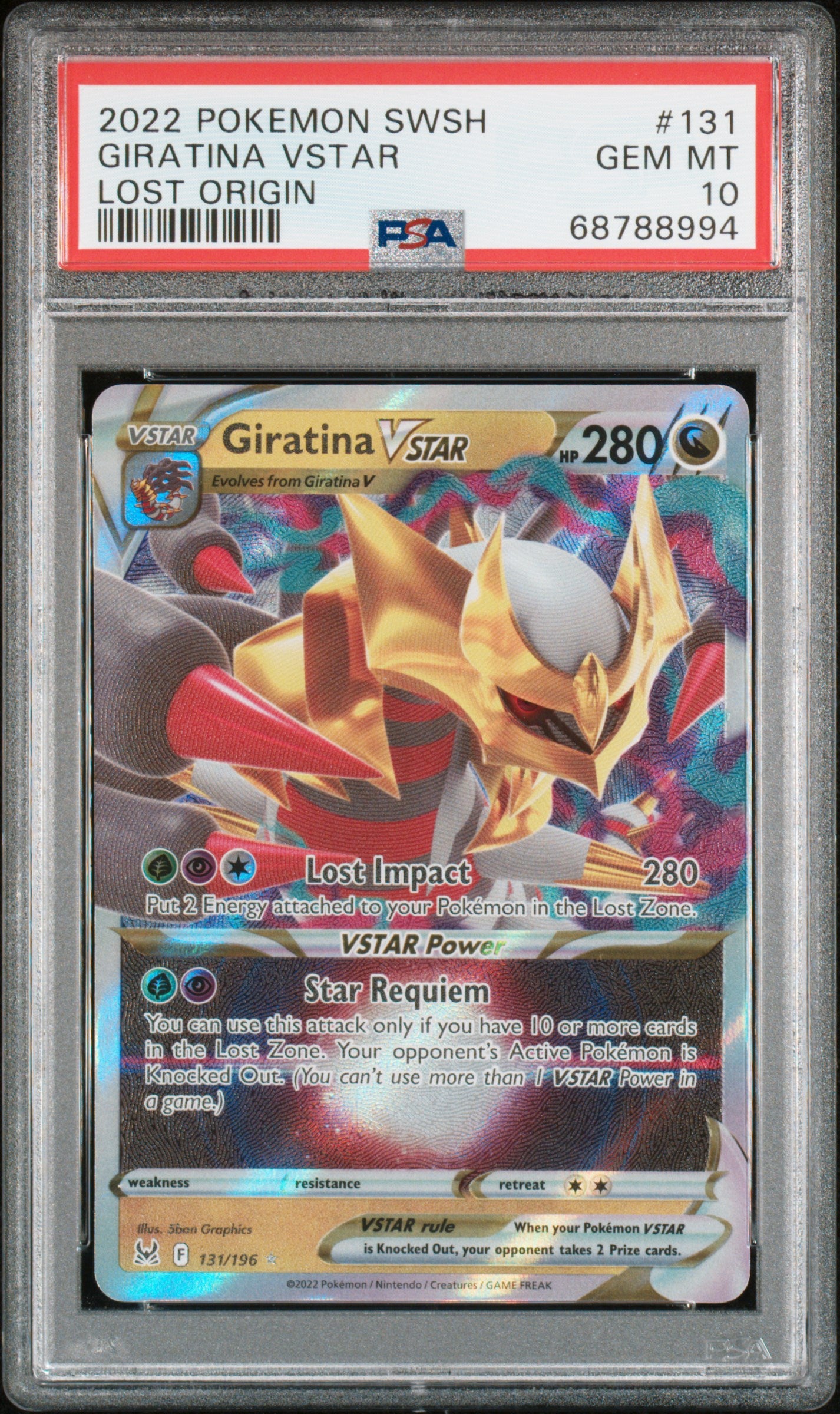 2022 POKEMON SWORD & SHIELD LOST ORIGIN #131 GIRATINA VSTAR | PSA 10