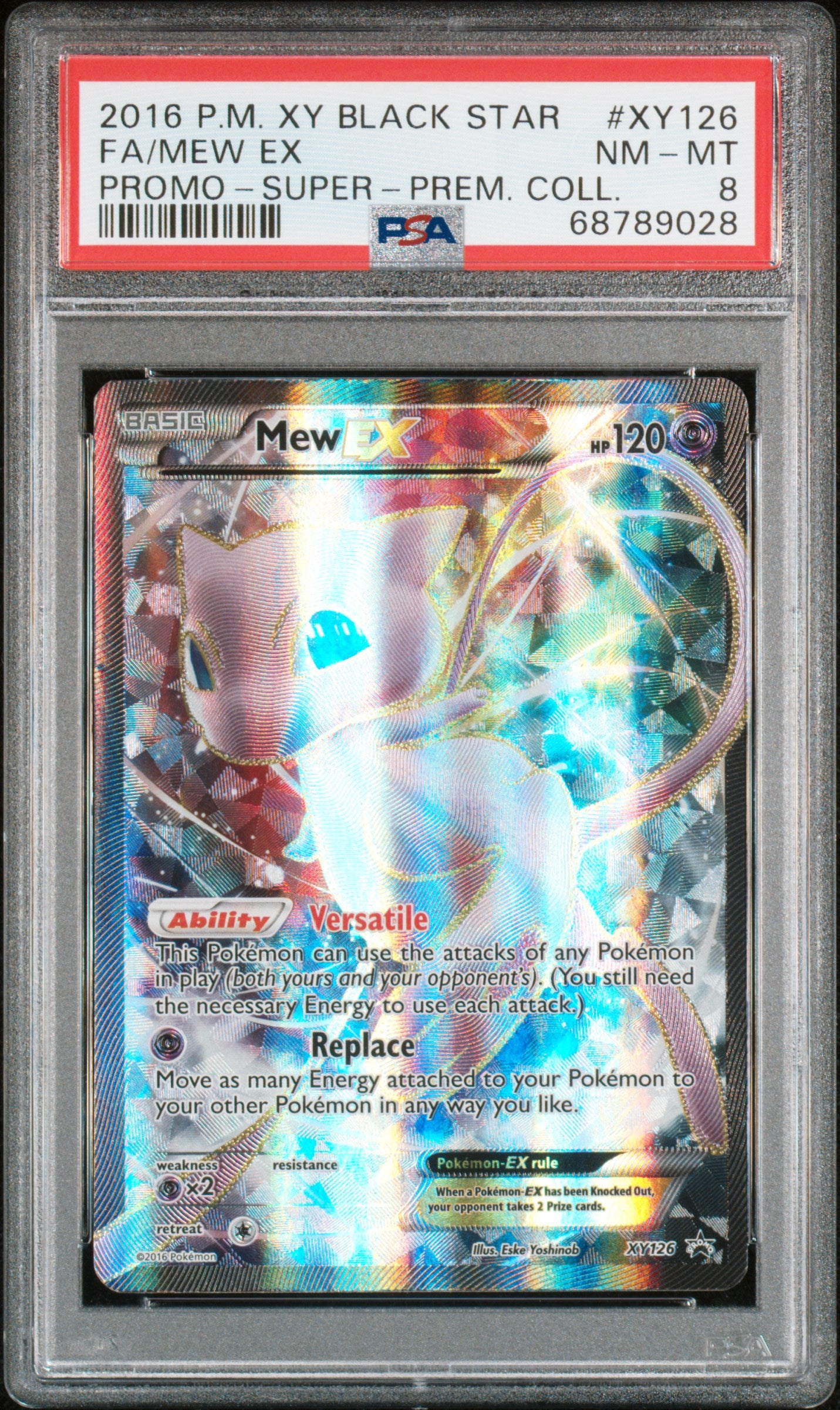 2016 POKEMON XY BLACK STAR PROMO | SUPER-PREMIUM COLLECTION #XY126 FULL ART/MEW EX | PSA 8