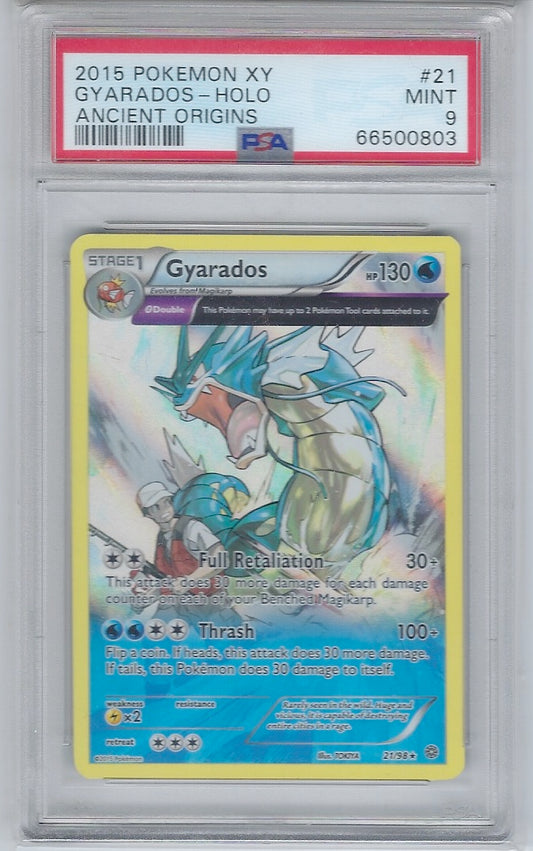 2015 Pokemon XY Ancient Origins Gyarados - Holo - 21/98 PSA 9